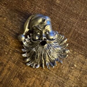 Vintage Pewter Santa Claus Christmas Brooch Made USA